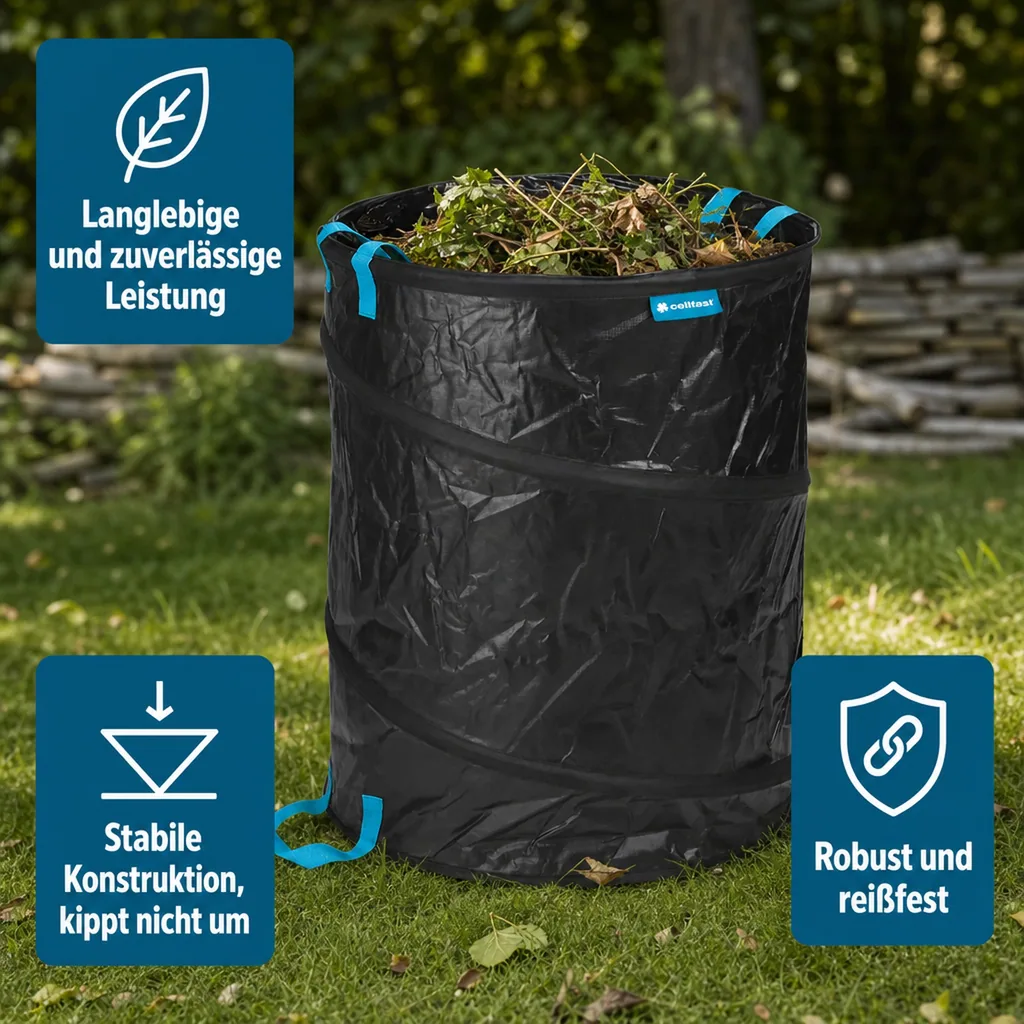 Gartensack 172 l, Pop-Up, faltbar, reißfest, Laubsack, Gartenabfallsack