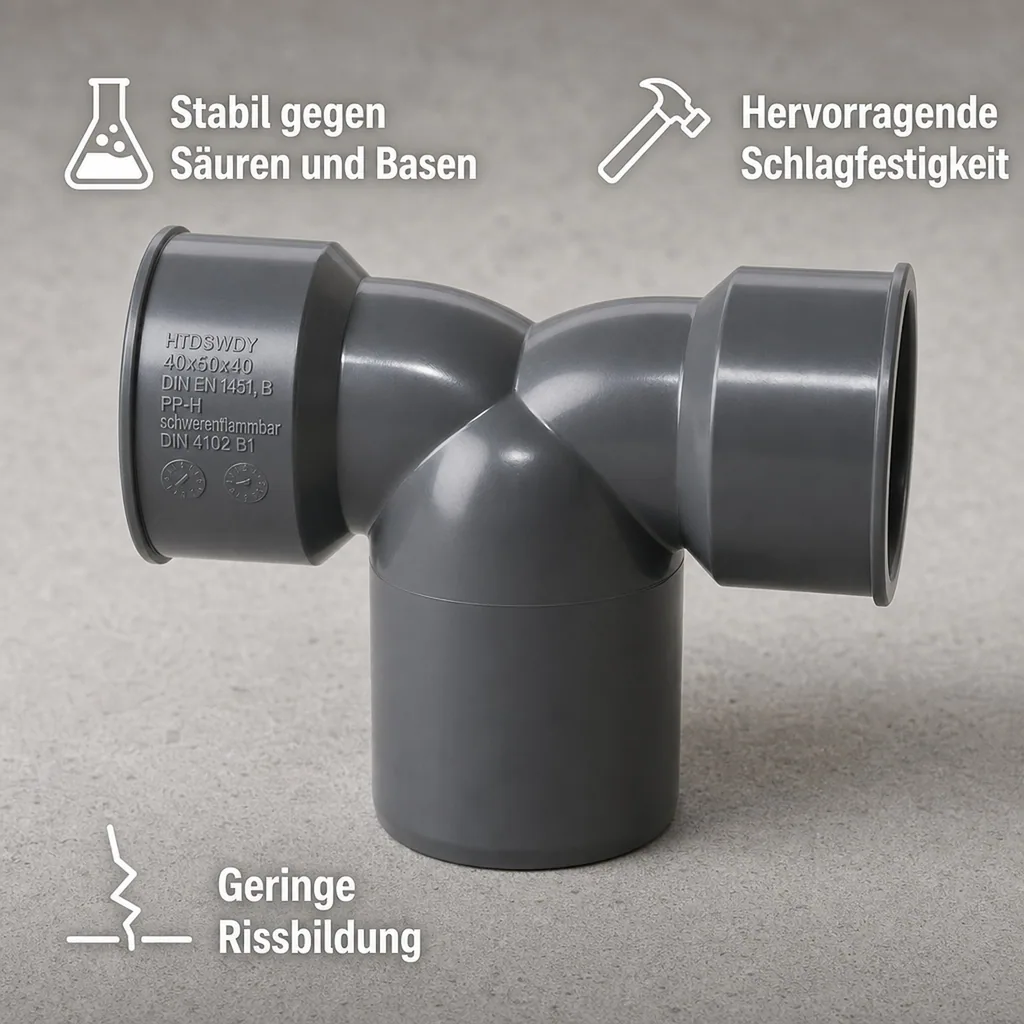 Doppelanschlussbogen DN/OD 50/40, HT Rohr Bogen, Abwasserrohrbogen