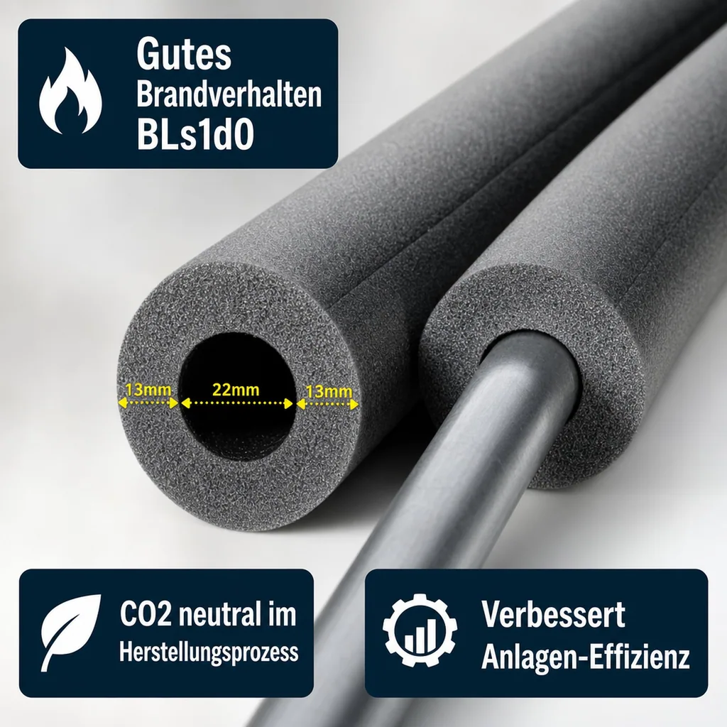 CLIMAFLEX® 2m Isolierschlauch Ø 22 mm x 13 mm Dämmung 50% GEG