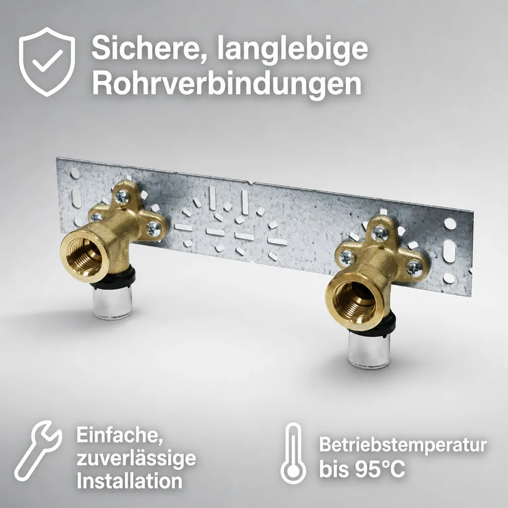 Pressfitting Wandwinkel 16, Montageplatte, Heizung, Installation