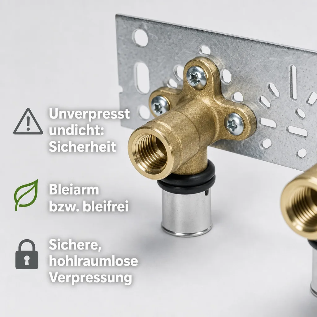 Pressfitting Wandwinkel 16, Montageplatte, Heizung, Installation