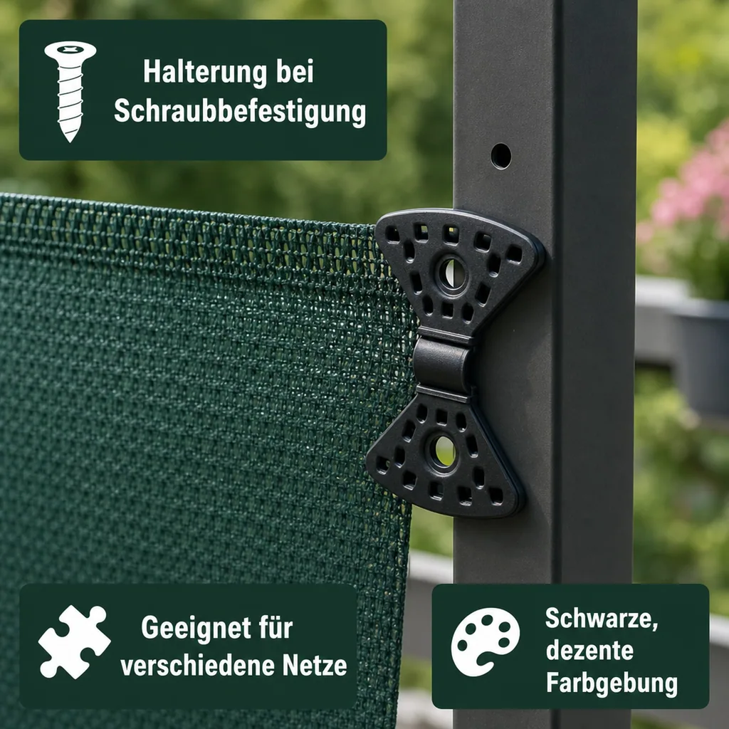 Befestigungsclips Windschutznetz, Windschutznetz Befestigung, Sichtschutz Halterung