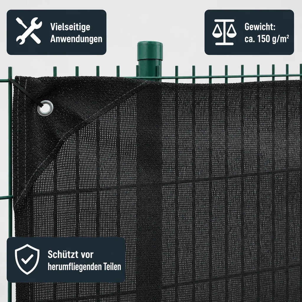 schwarzes Bauzaunnetz 1,80m x 3,45m