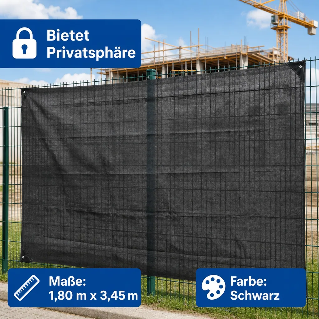 schwarzes Bauzaunnetz 1,80m x 3,45m