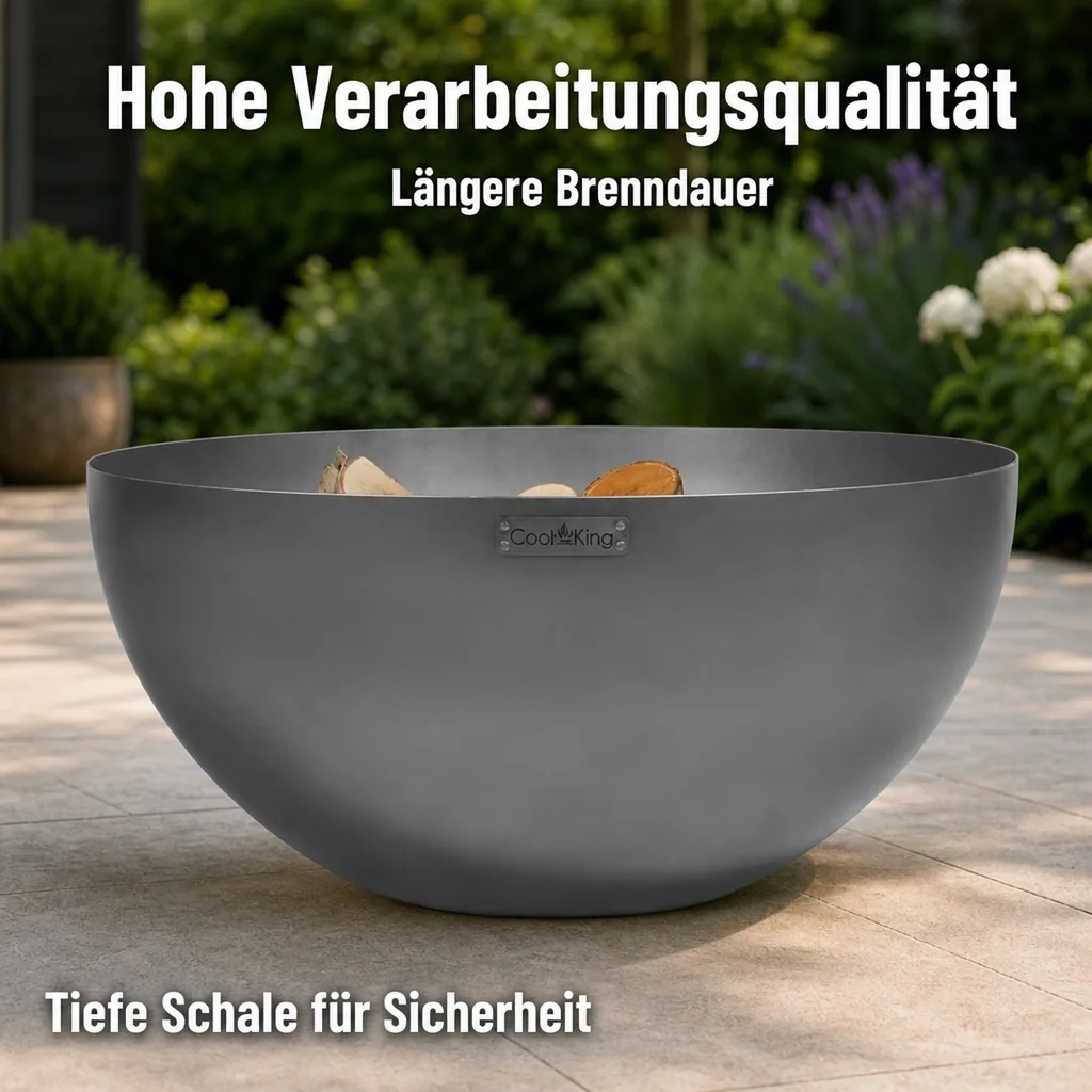 Feuerschale Garten, Premium Stahl Feuerschale tief „DALLAS“ 85 cm