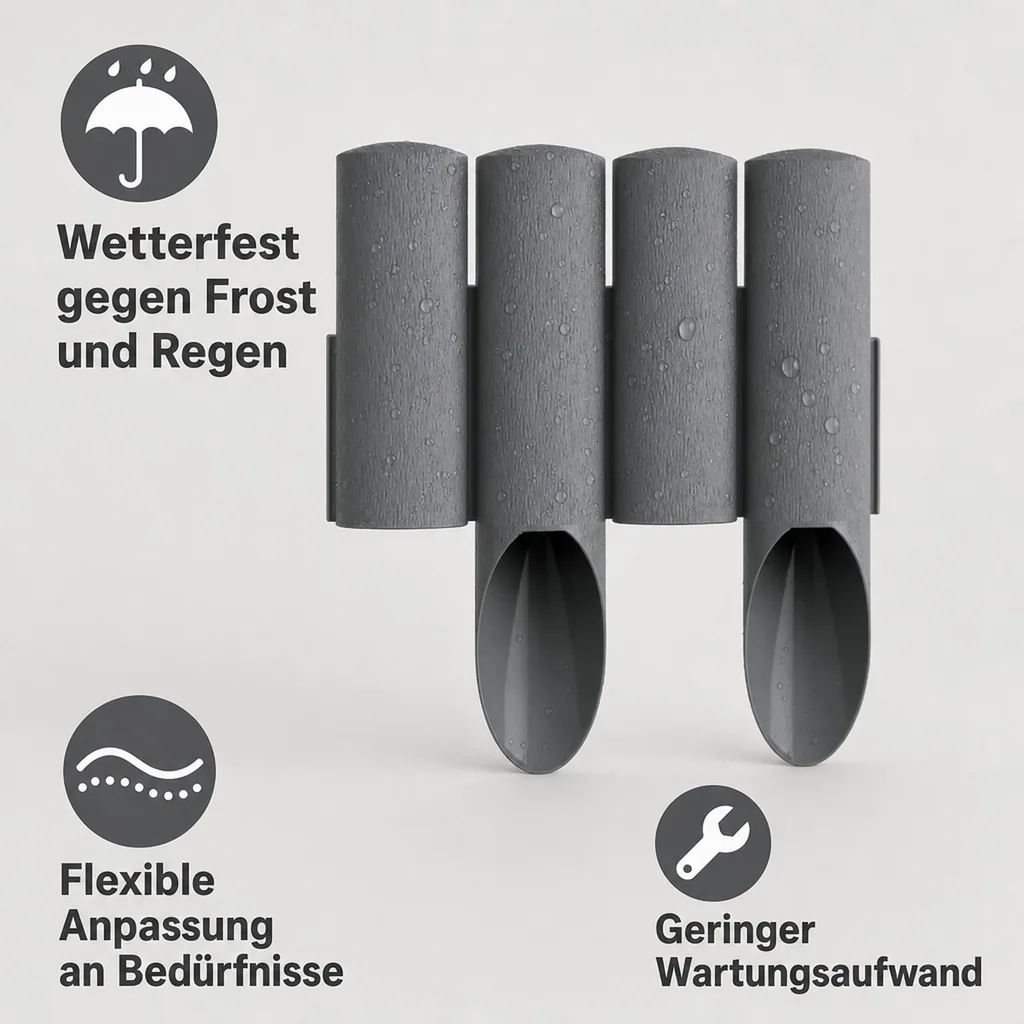 Gartenpallisade, Beeteinfassung Grafitgrau, Rasenkante Kunststoff, 2,30m