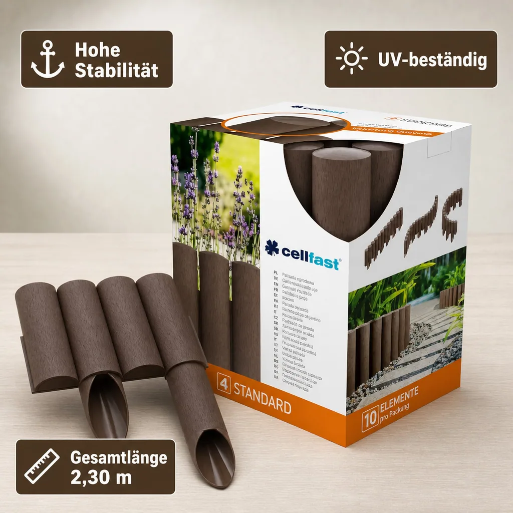 Gartenpallisade, Beeteinfassung, Rasenkante, Braun, 2,30 m