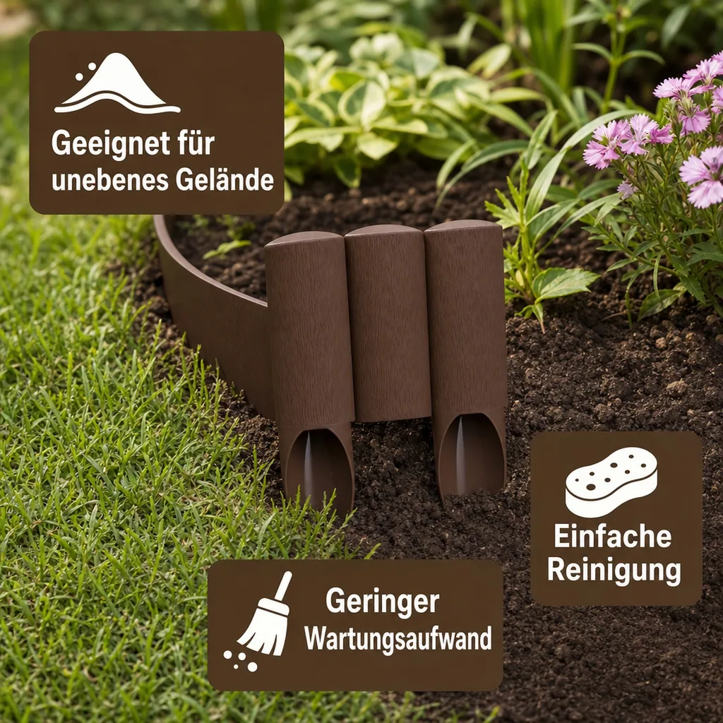 Gartenpallisade, Beeteinfassung, Rasenkante, Braun, 2,30 m