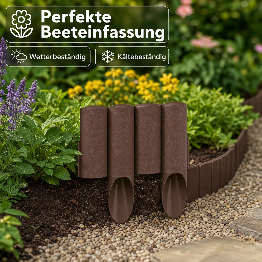 Gartenpallisade, Beeteinfassung, Rasenkante, Braun, 2,30 m