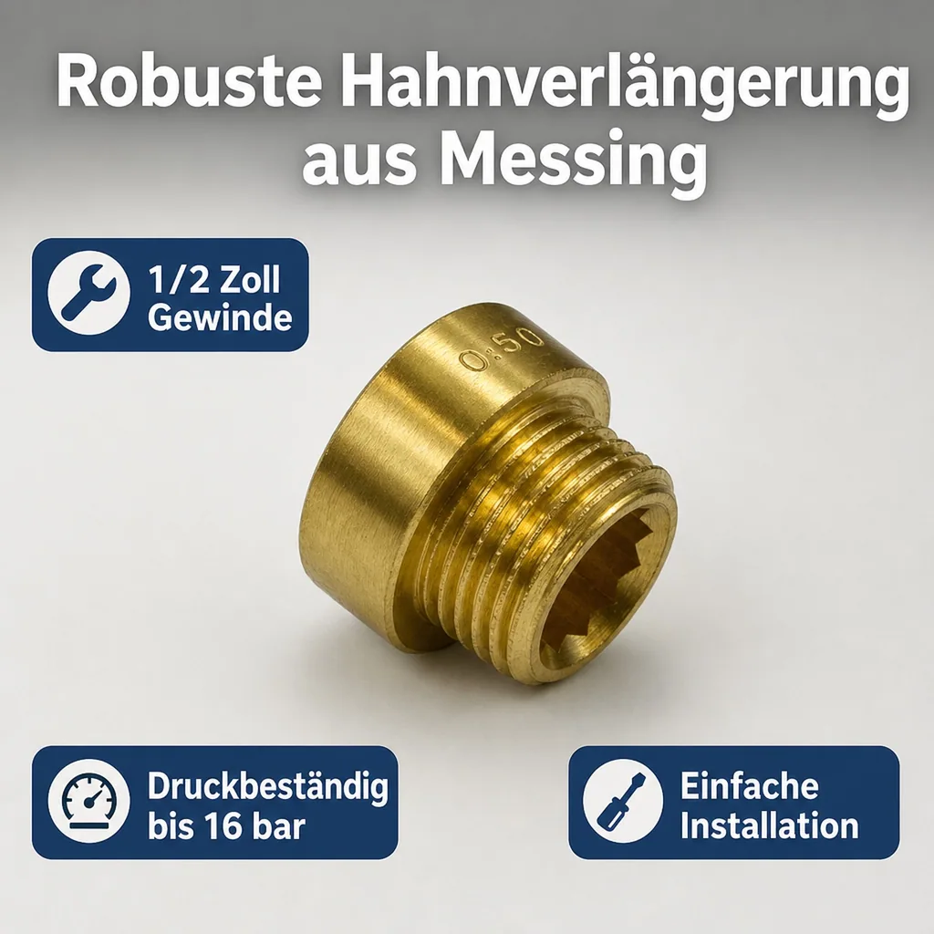 Hahnverlängerung Messing, Gewindefitting Messing 1/2 Zoll
