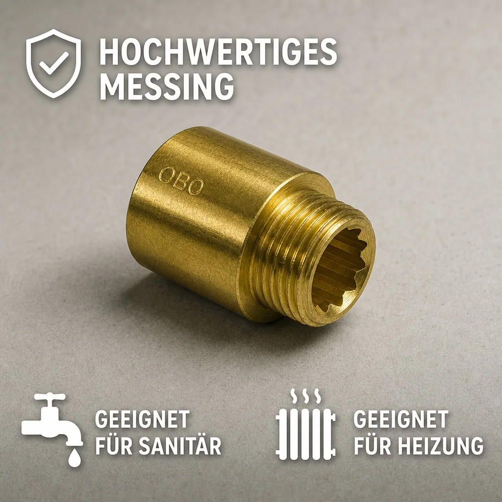 Hahnverlängerung, Messing Gewindefitting 1/2 Zoll, 30mm