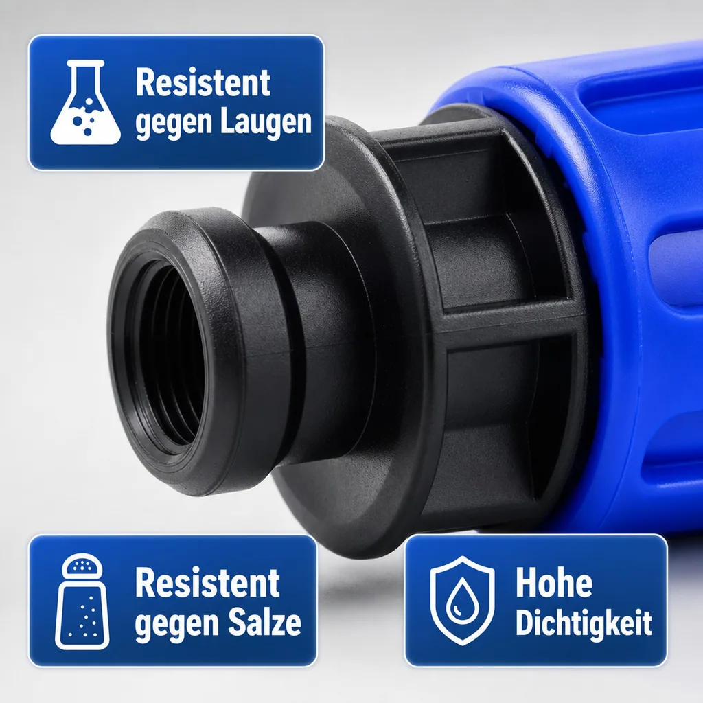 PE Rohr Verschraubung, Kupplung IG 20 x 1/2", Klemmverbinder, PP, für Trinkwasser