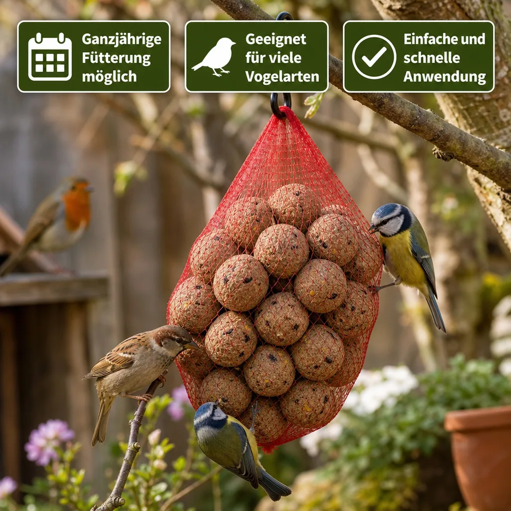 Meisenknödel mit Insekten, 100 Stück, Vogelfutter, Fettfutter