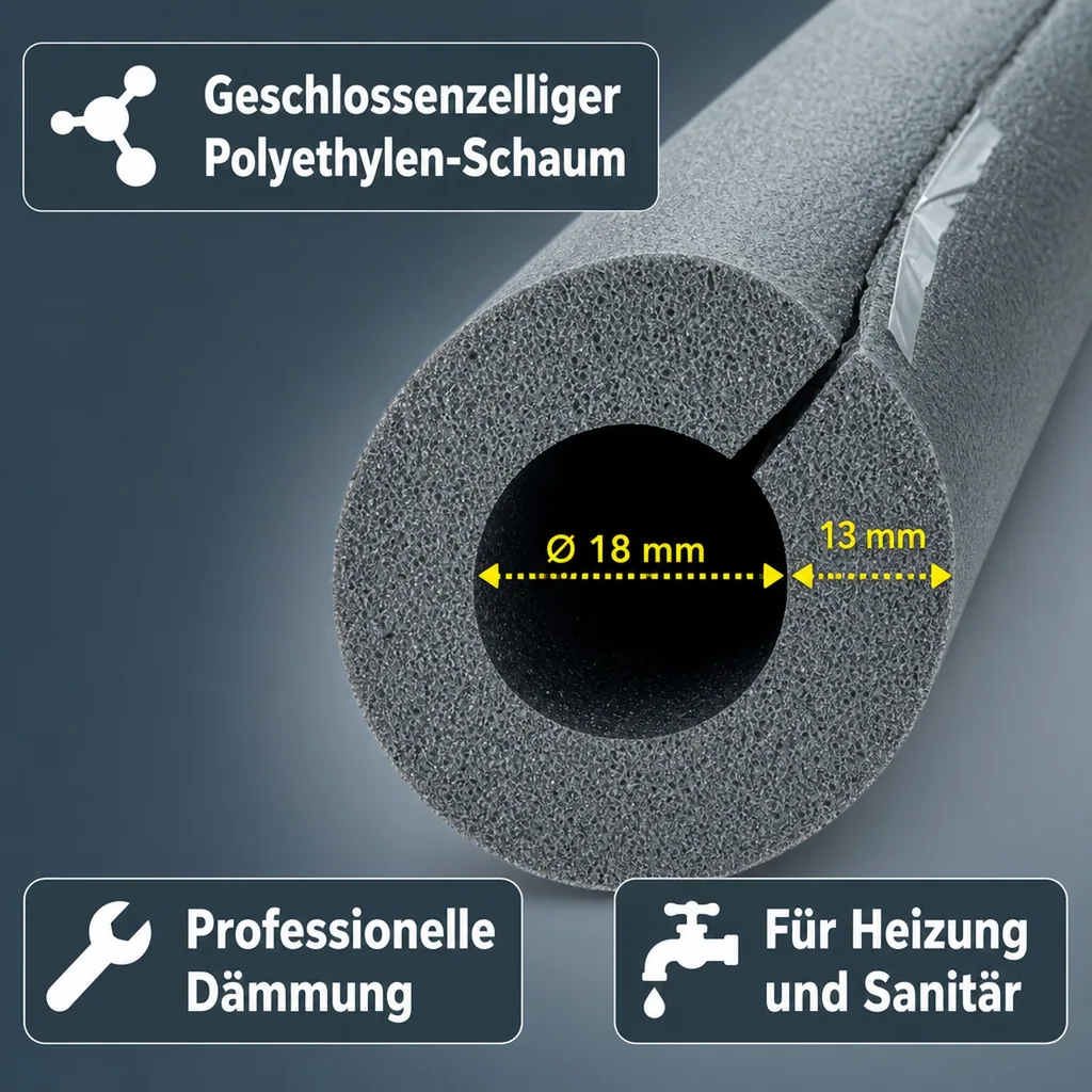 CLIMAFLEX® XT 2m Isolierschlauch Ø 18 mm x 13 mm Dämmung selbstklebend 50% GEG