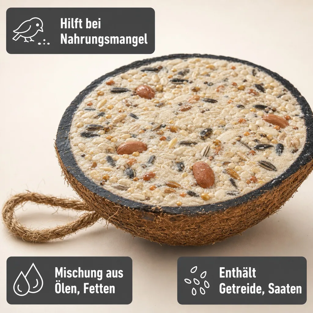 Wildvogelfutter Kokosnuss Erdnuss 1/2