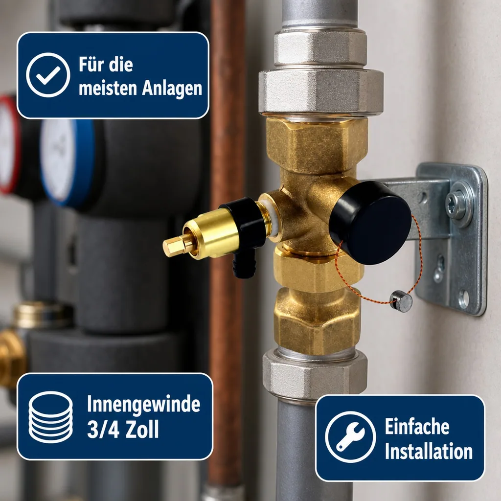Kappenventil 3/4 Zoll, Heizung, Ausdehnungsgefäß, Messing, IG 3/4 komplett