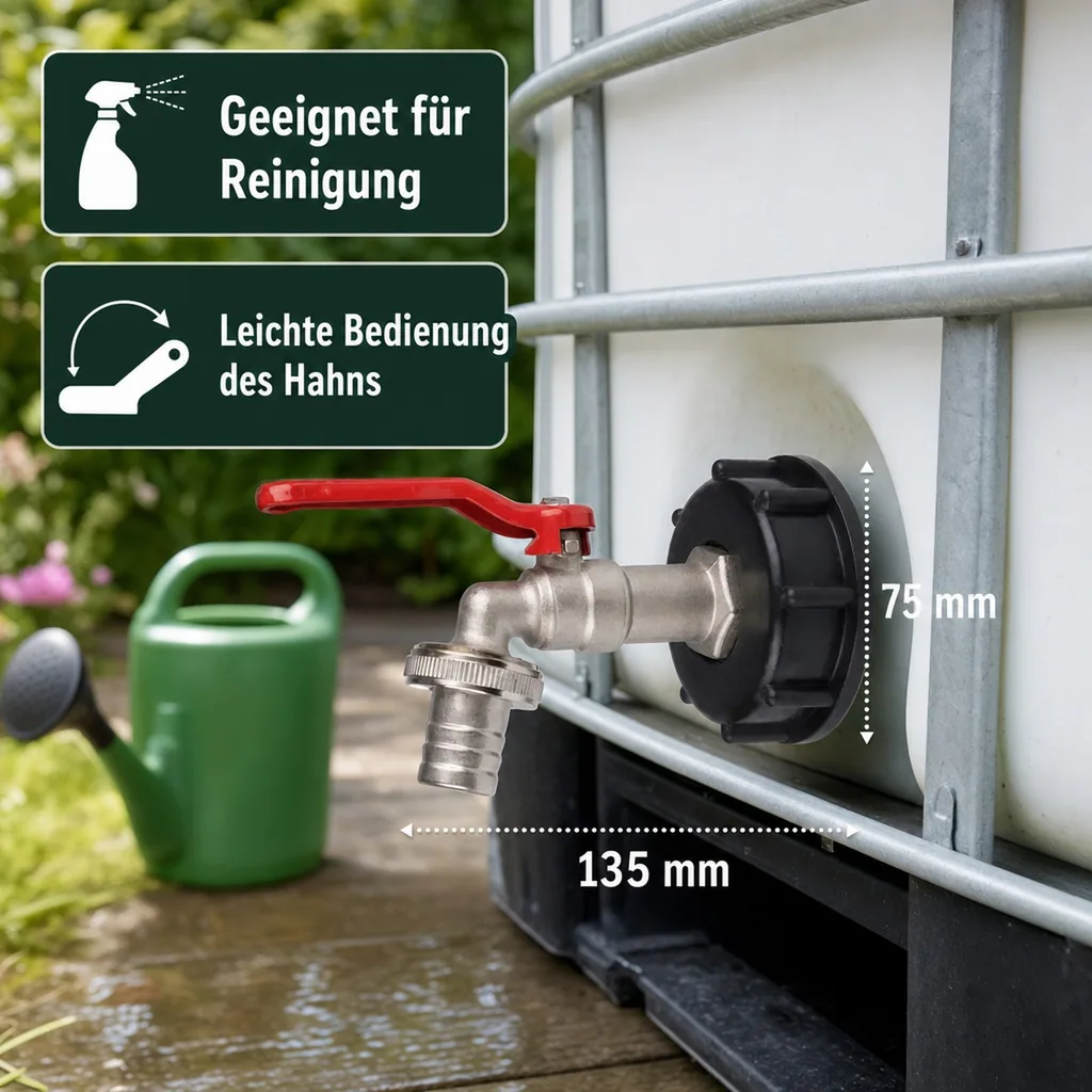 IBC Adapter S60, Container Hahn, 3/4 Zoll Wasserhahn, Auslaufventil