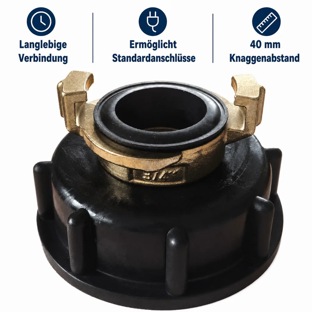 IBC Adapter S60, Container Adapter, 3/4 Zoll, Klauenkupplung Messing