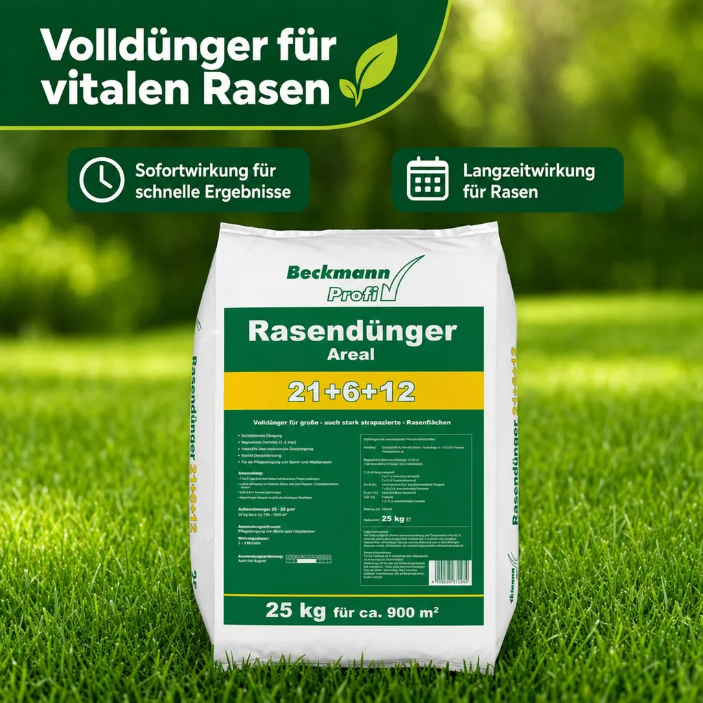 Rasendünger 25kg, Sofortwirkung, Volldünger für Rasenflächen