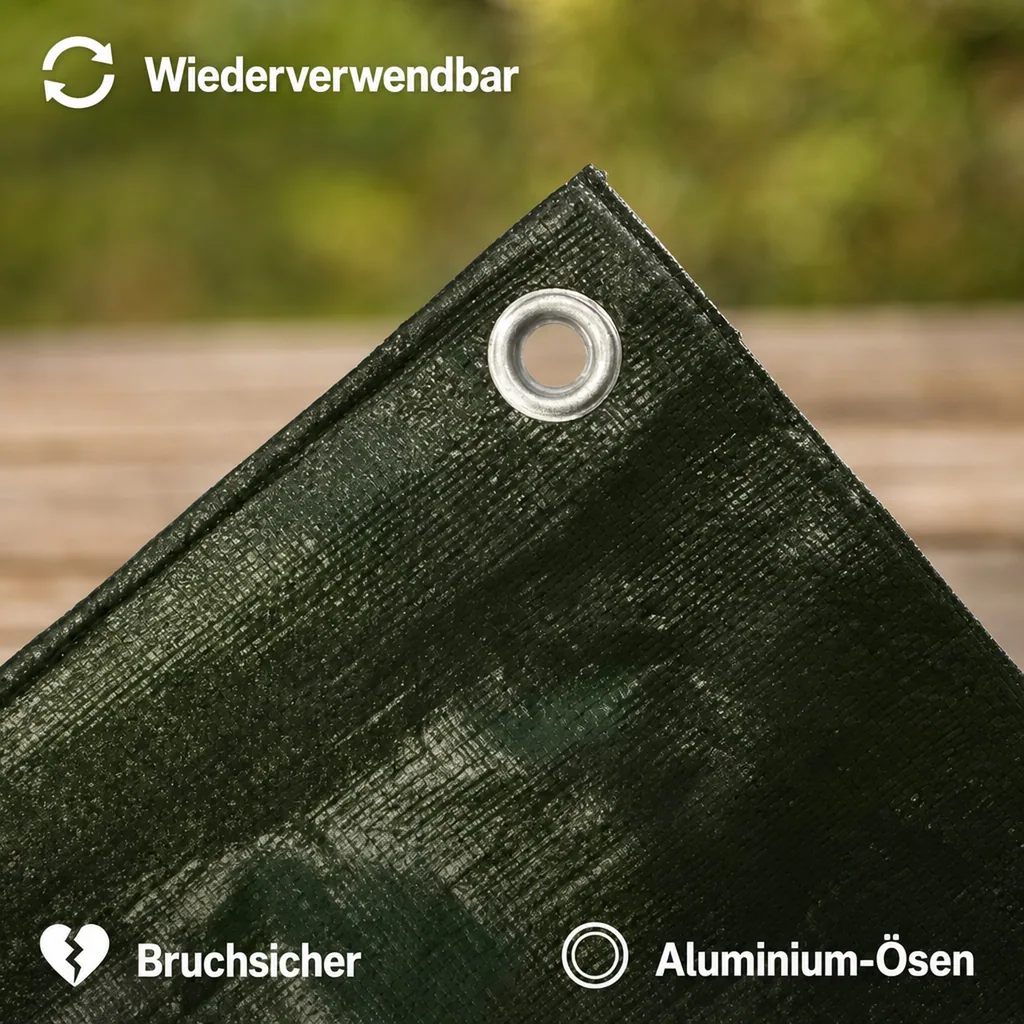 Abdeckplane 210g/m², 2,5 x 10m, grün (25m²), wasserdicht, reißfest, UV-stabil