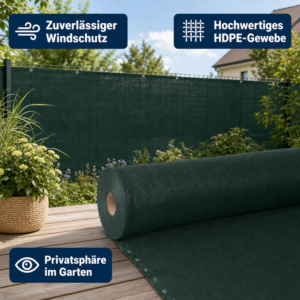 Sichtschutznetz, Windschutznetz 1,8m x 10m, Zaunblende, Garten Sichtschutz