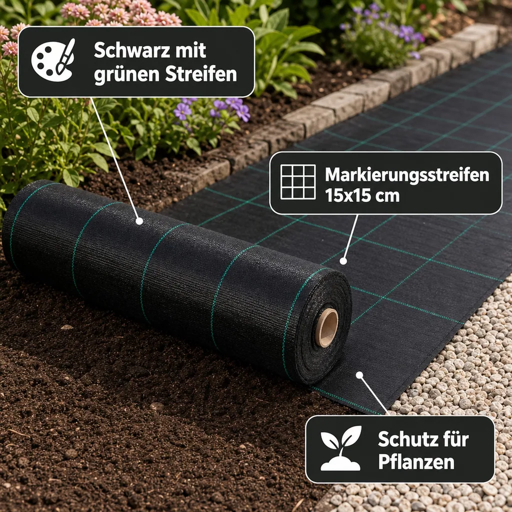 Unkrautvlies, Bodengewebe 2x80m, Gartenvlies, UV-stabil, Reißfest