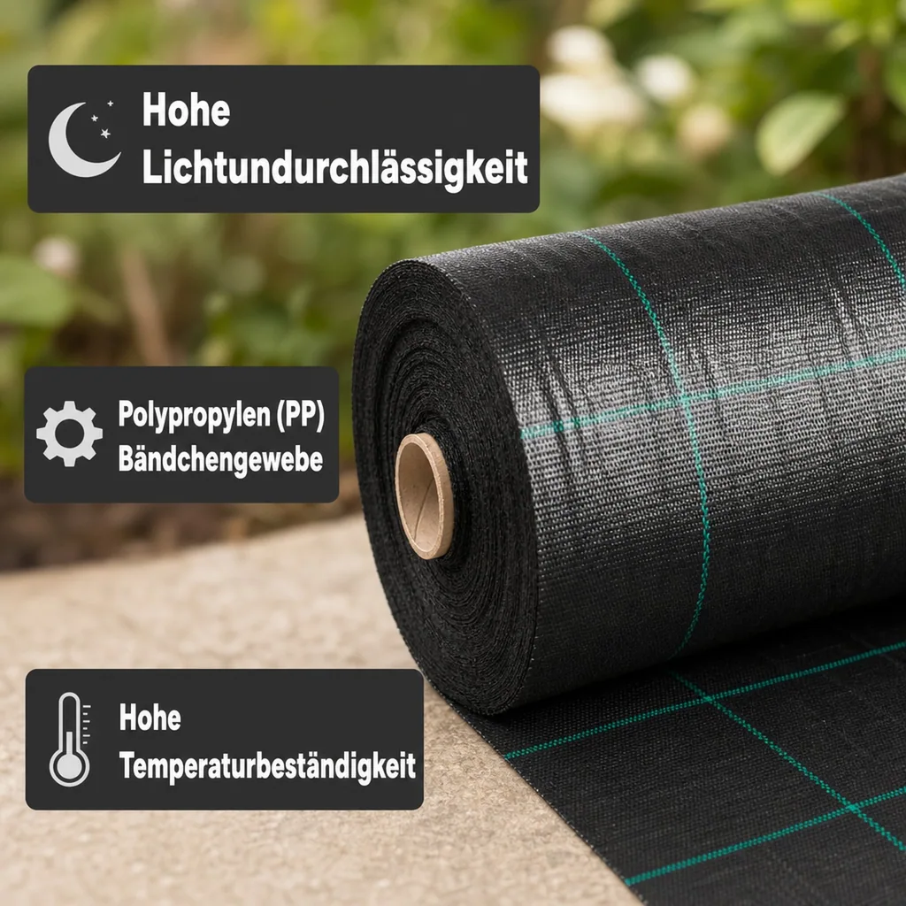 Unkrautvlies, Bodengewebe 2x80m, Gartenvlies, UV-stabil, Reißfest