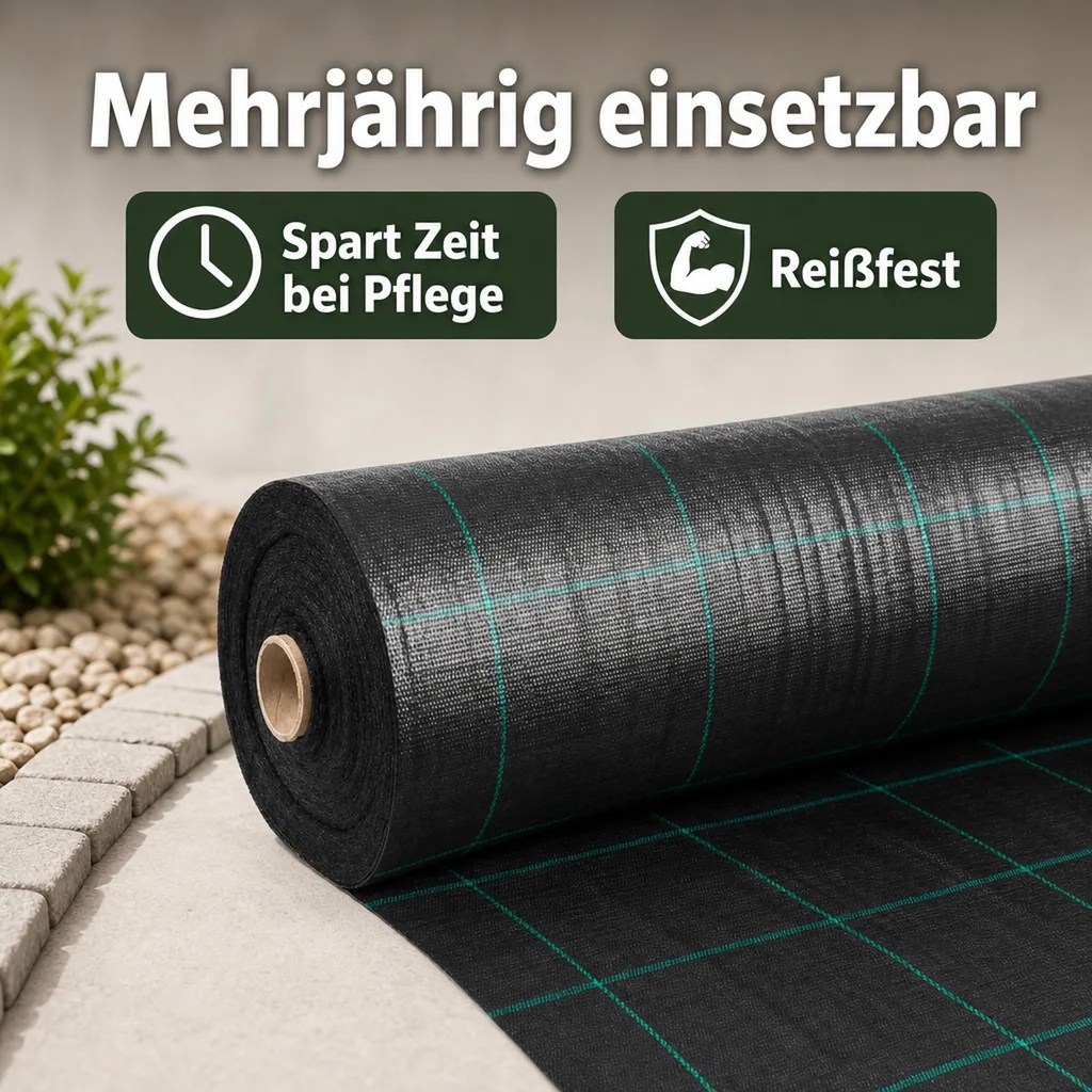 Unkrautvlies, Bodengewebe 2x80m, Gartenvlies, UV-stabil, Reißfest