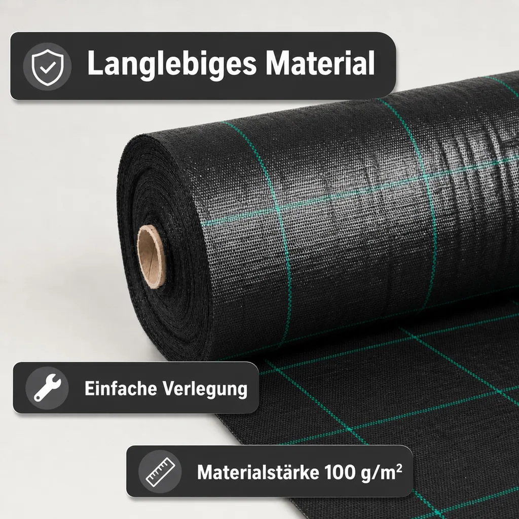 Unkrautvlies, Bodengewebe 2x80m, Gartenvlies, UV-stabil, Reißfest
