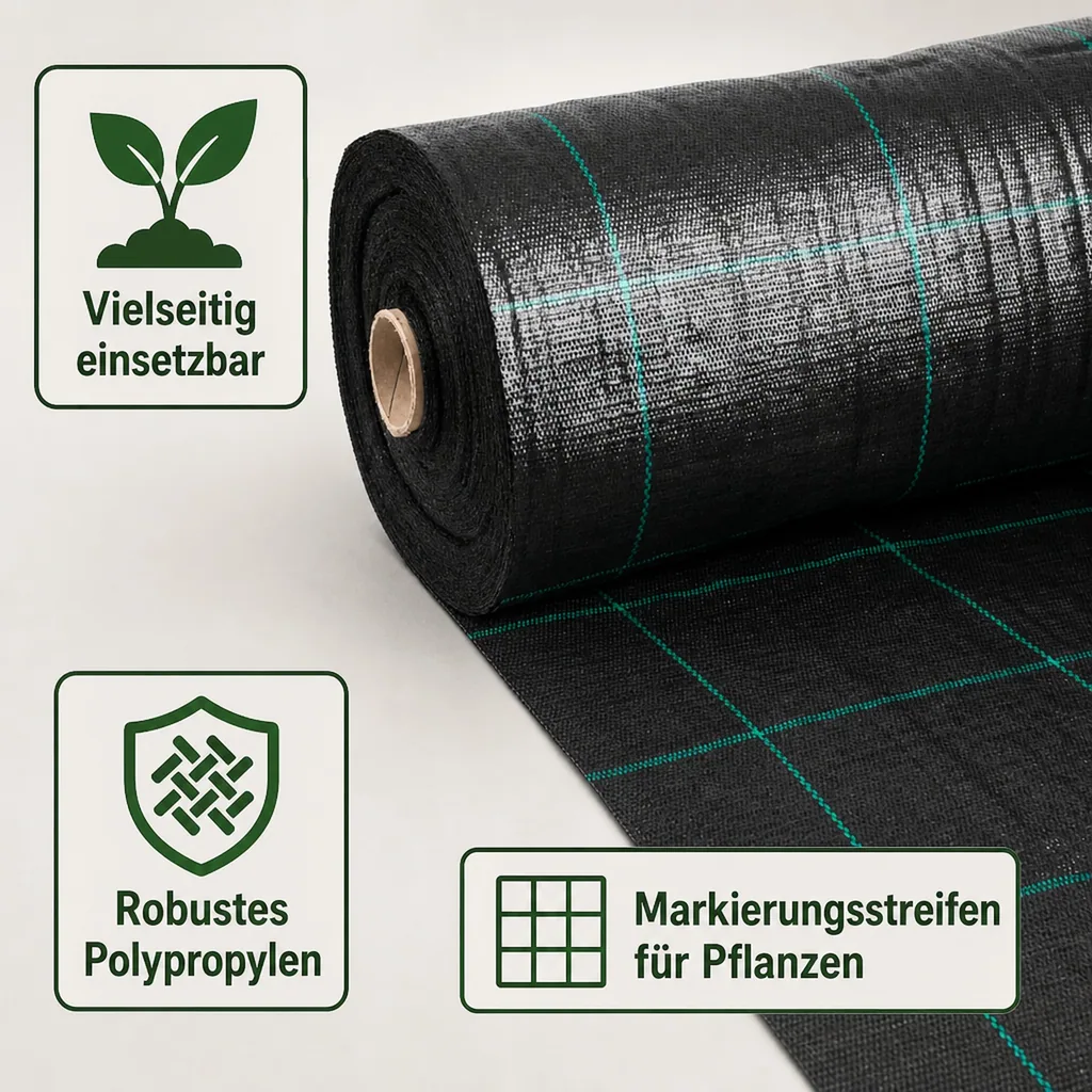 Unkrautvlies, Bodengewebe, Gartenvlies, 2m x 1m, Unkrautschutz, Beetvlies