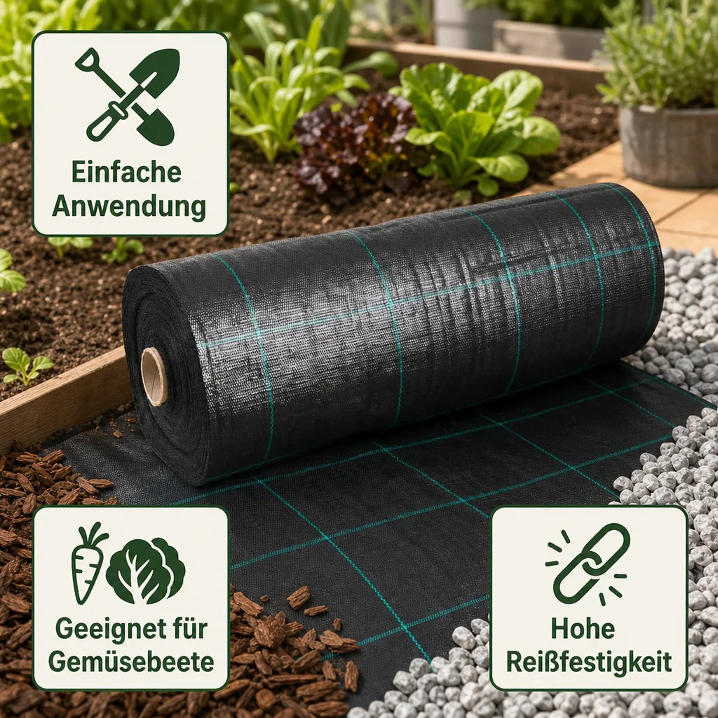 Unkrautvlies, Bodengewebe, Abdeckvlies 1,5m x 80m, 100g/m²