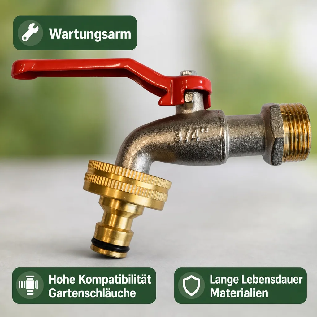 Kugelhahn 3/4 Zoll, Hebel Kugelhahn mit Steckkupplung, Garten, Aussenbereich