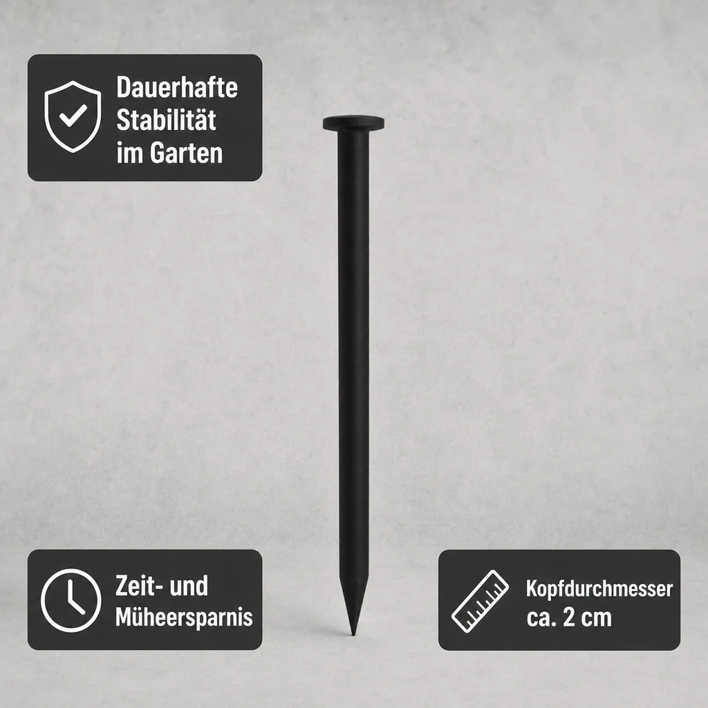 Befestigungsnägel, Erdnägel 20cm, Gartennägel, schwarz