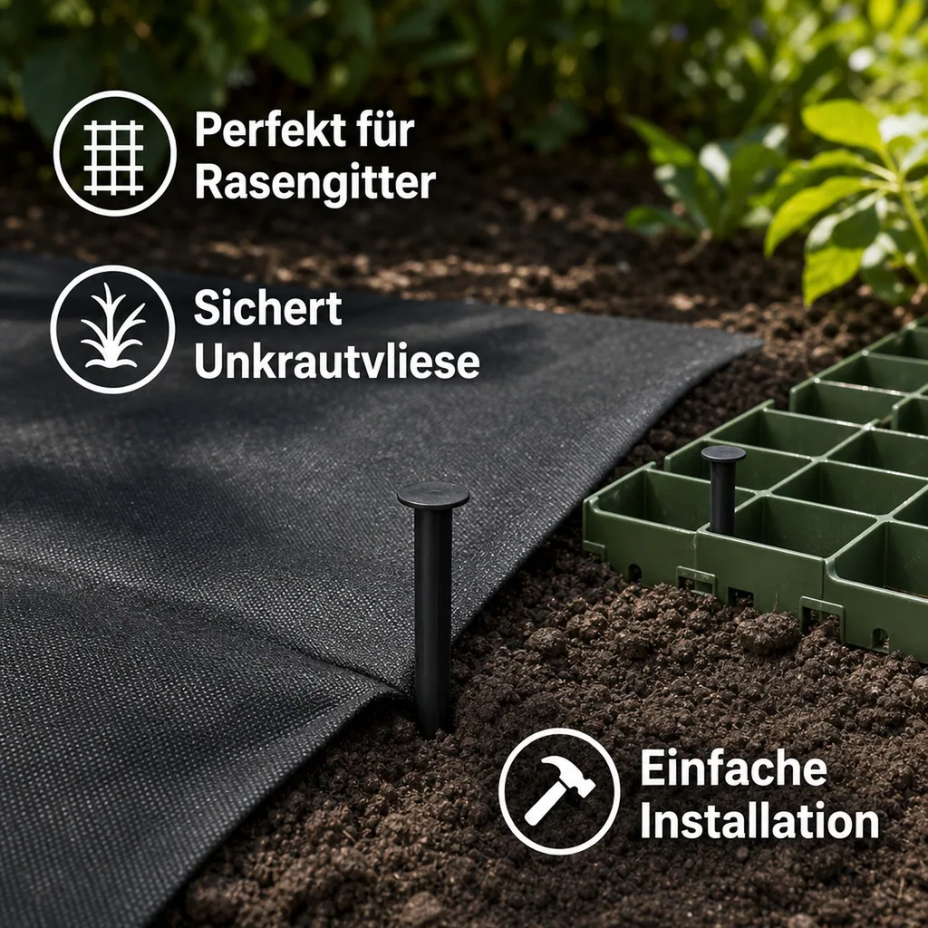 Befestigungsnagel, Erdnagel 25 cm, schwarz, für Rasengitter und Unkrautvlies