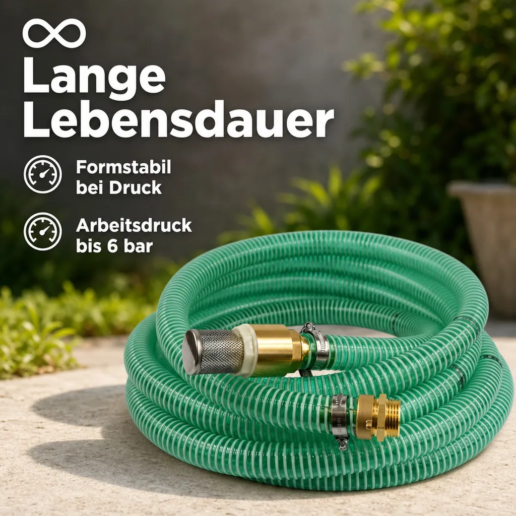 Druckschlauch 1 Zoll, Saugkorb mit Rückschlagventil, Saugdruckschlauch Set