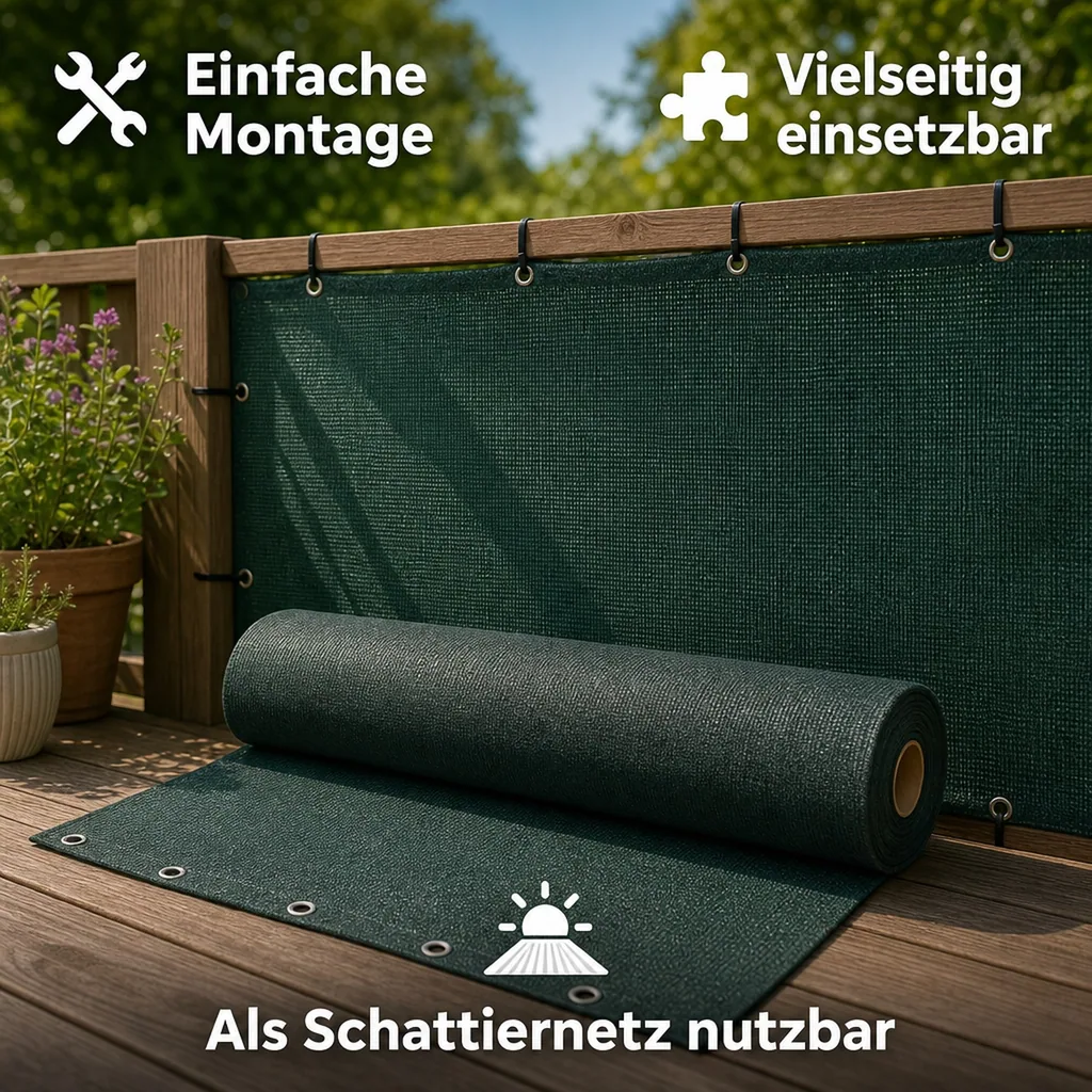 Sichtschutznetz, Windschutznetz, 1 m Breite, Garten, Balkon