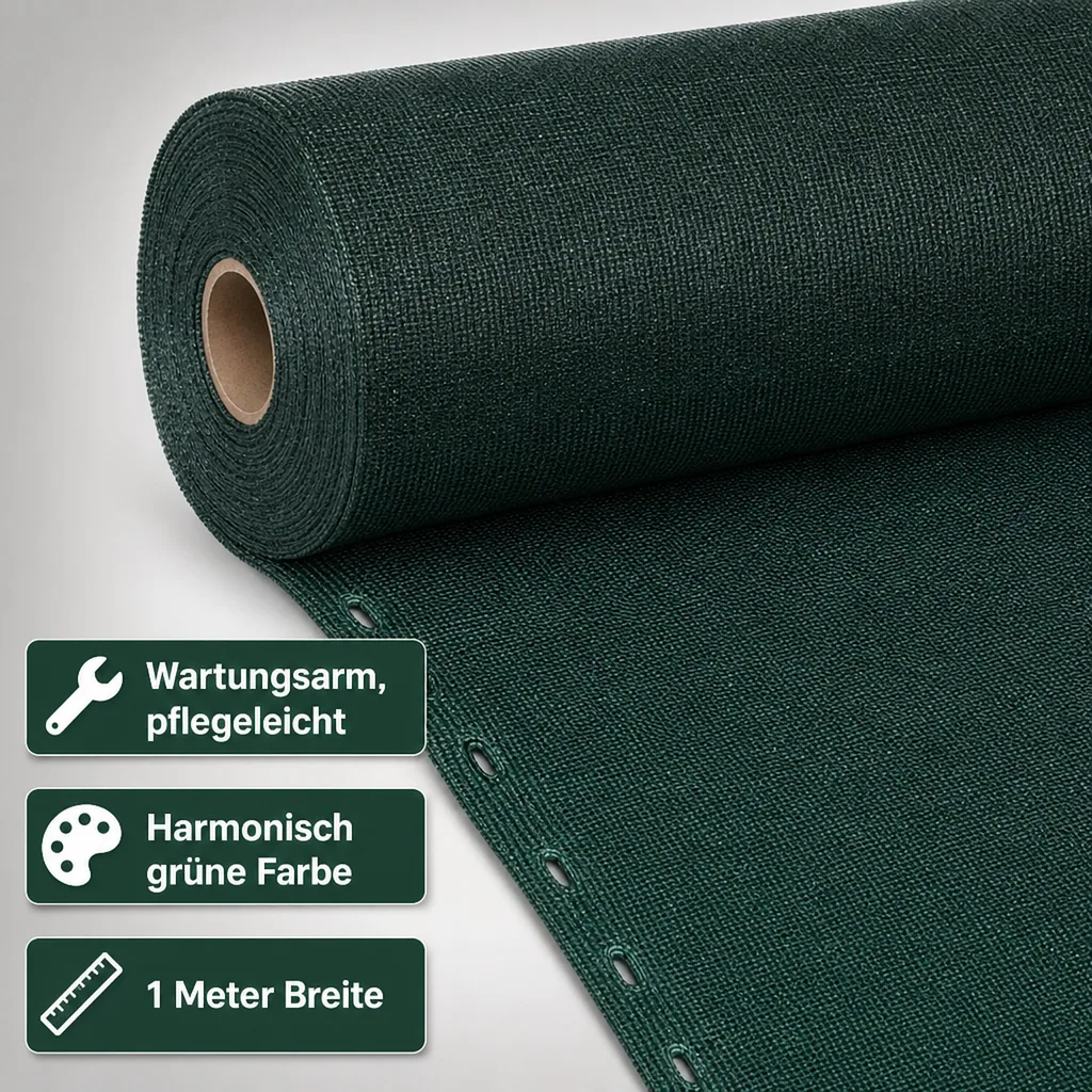 Sichtschutznetz, Windschutznetz, 1x50m, Gartenzaun, Zaunblende, HDPE Netz, grün