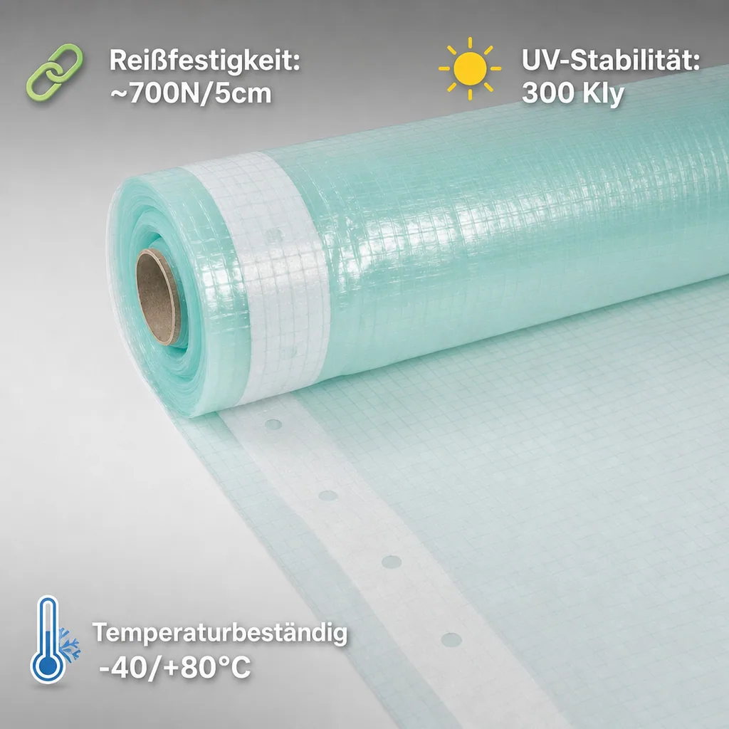 Gitterfolie, Gewächshausfolie 1,5m x 15m, Reißfest und UV-Stabil