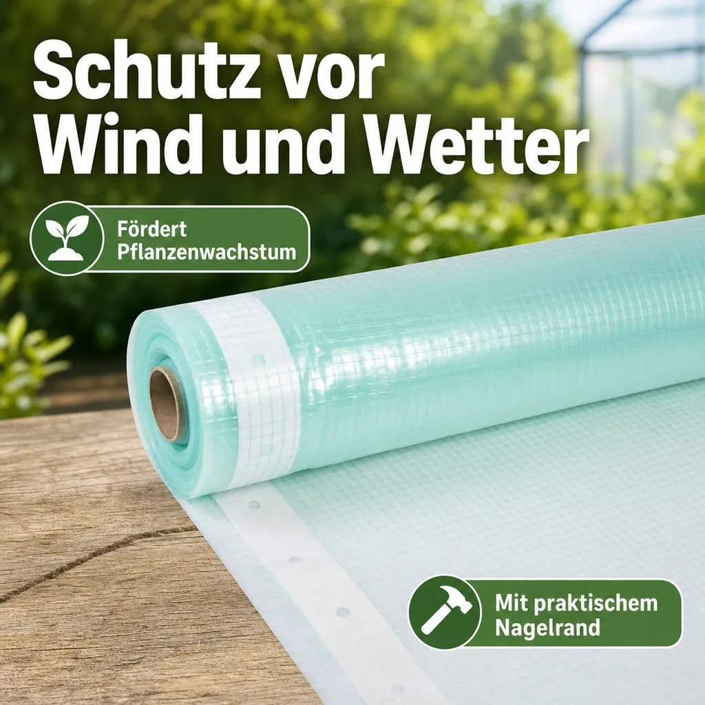 Gitterfolie, Gewächshausfolie 1,5m x 15m, Reißfest und UV-Stabil