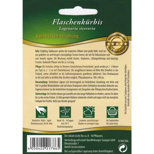 Flaschenkürbis Samen, Zierkürbis Sortenmix für Dekoration
