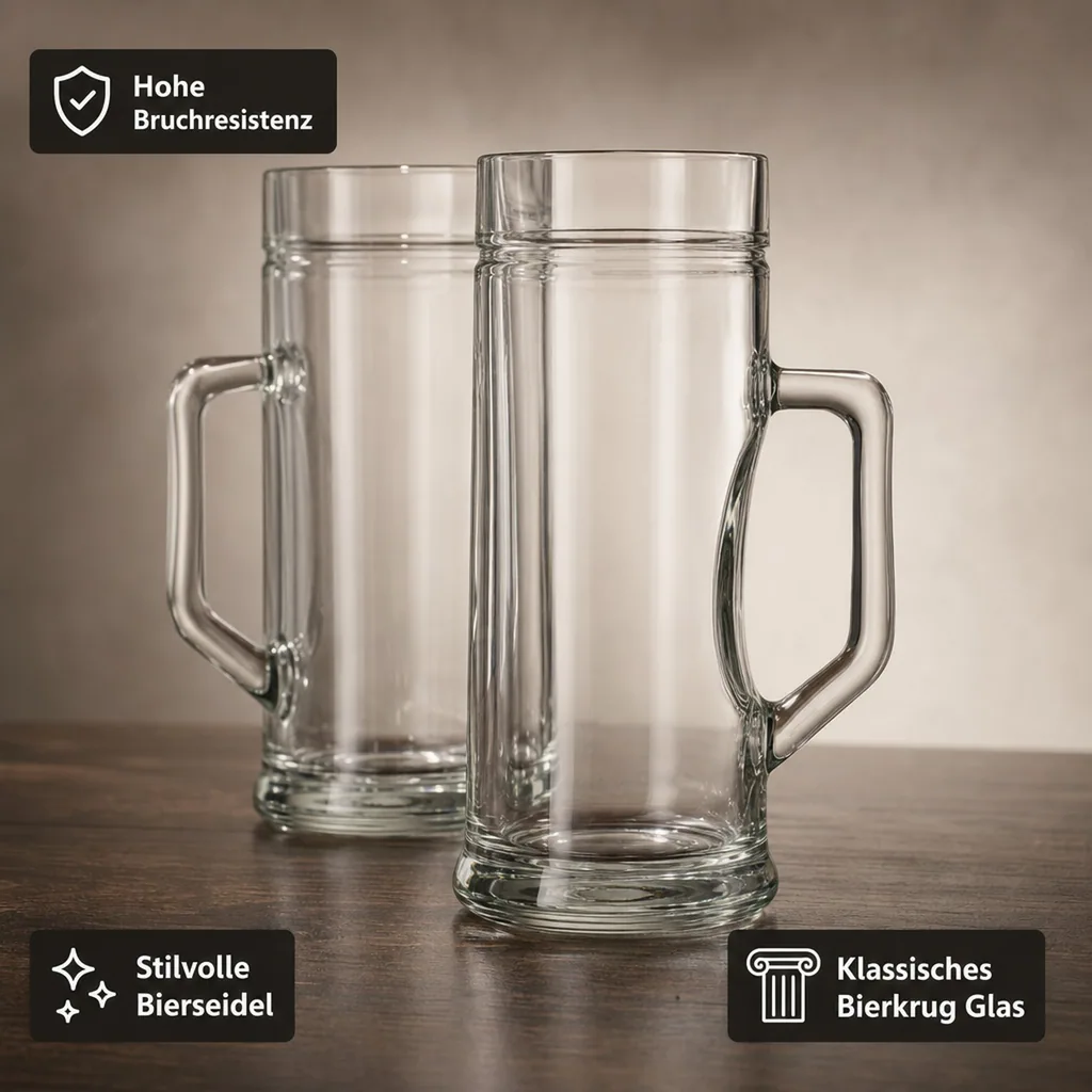 Bierglas, Bierkrug, Maßkrug, Bierseidel 6er Set Biergläser, Premium, Glatt - 0,3 Liter