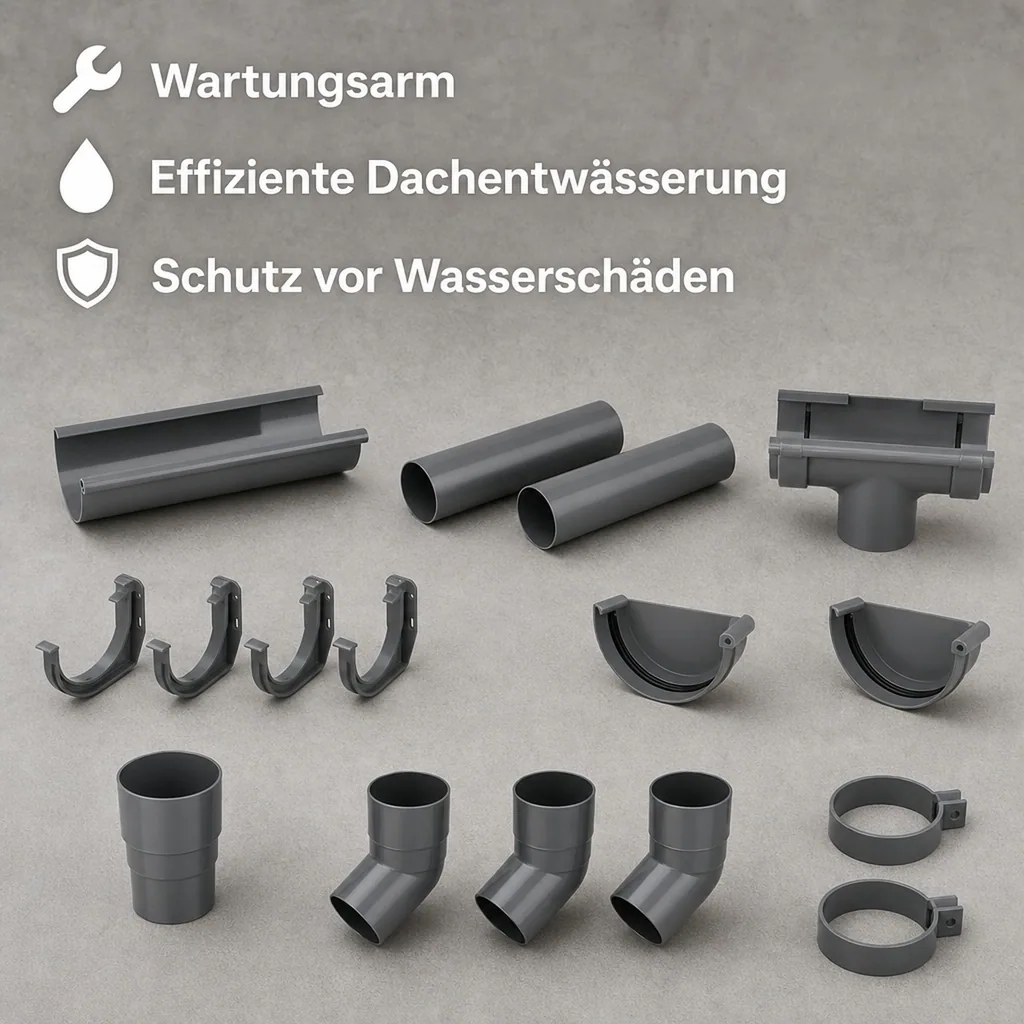 Dachrinne Set, Regenrinne Komplettset, 2m Graphit