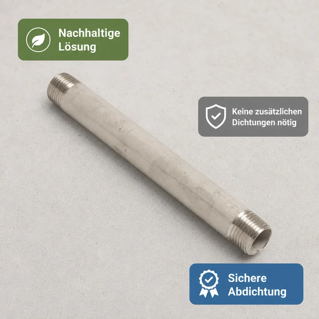 Edelstahl Rohrnippel24, 1/2 Zoll AG, 200 mm, V4A Fitting