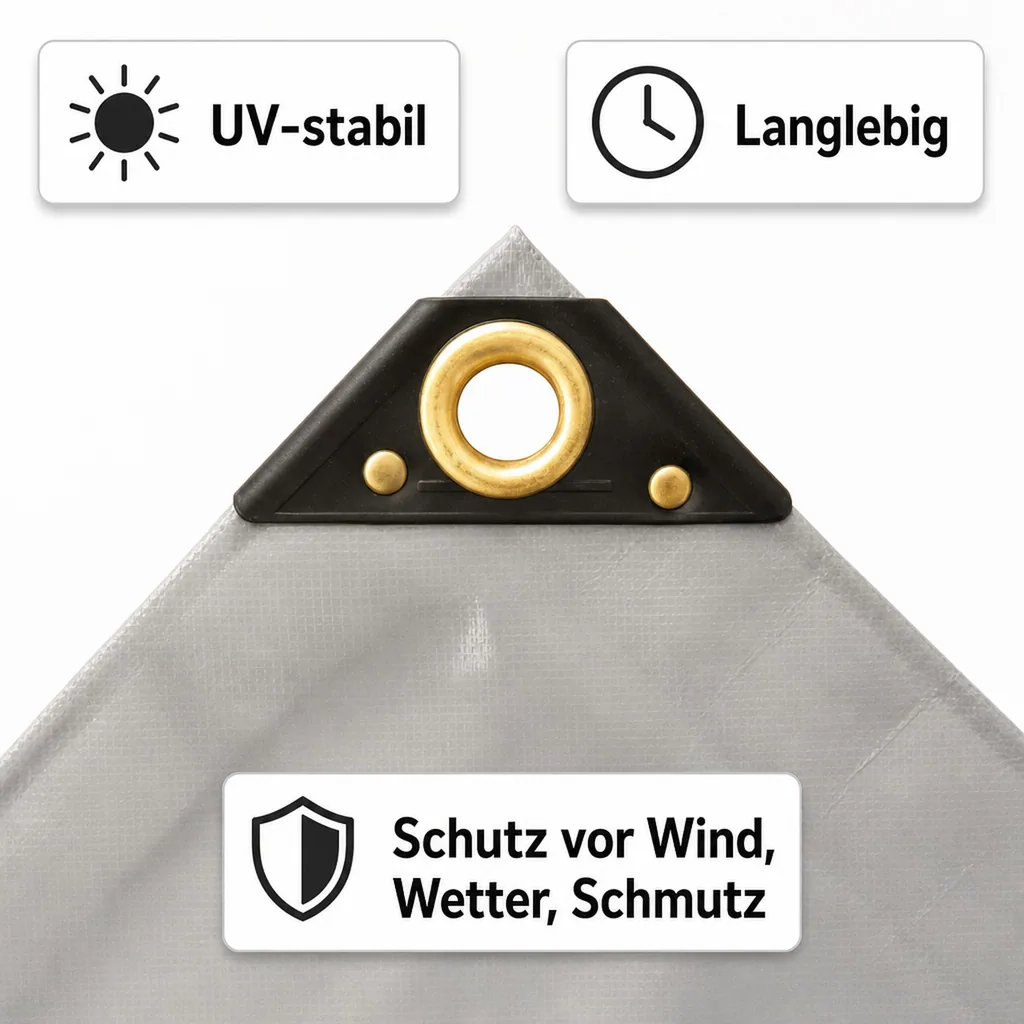 PVC Plane, Abdeckplane 650 g/m², 8 x 10m (80m²), grau, wasserdicht, reißfest