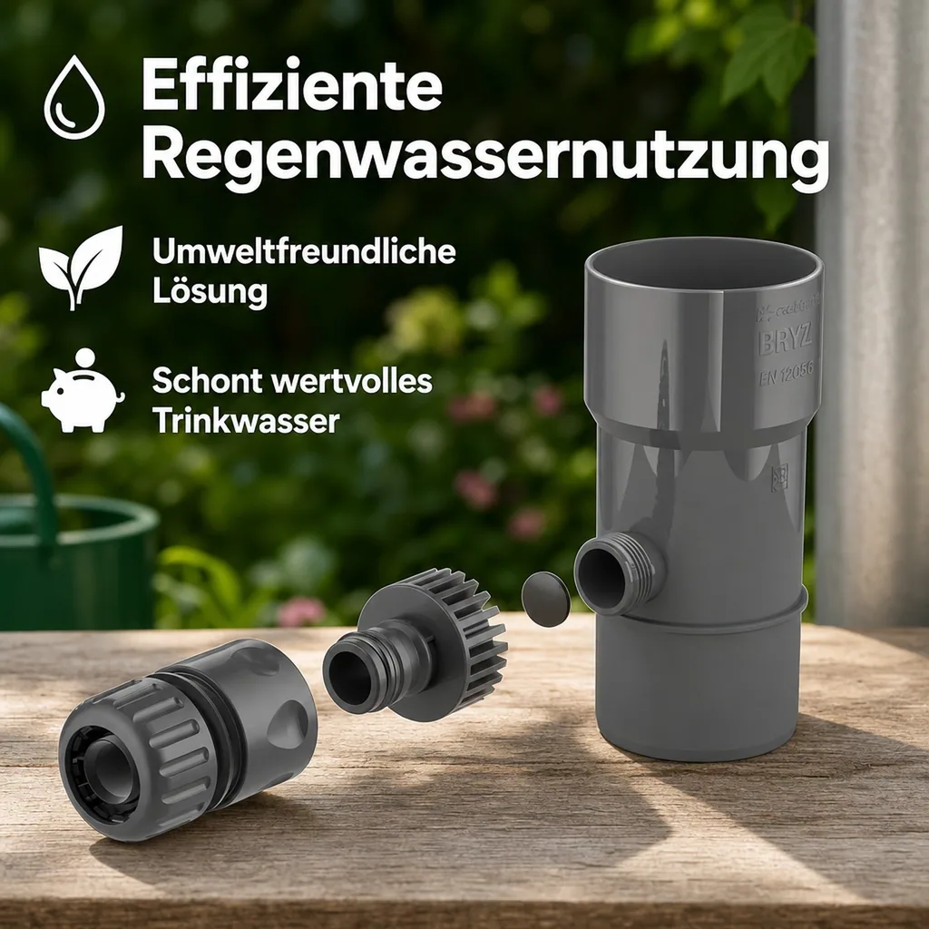 Regensammler Fallrohr 63mm, Graphit, Wasserrekuperator