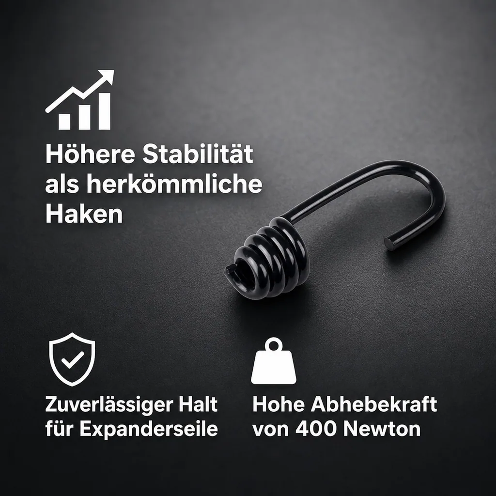 Expanderseil Haken 10mm, Spiralhaken, Gummiseil Haken, Kunststoffhaken
