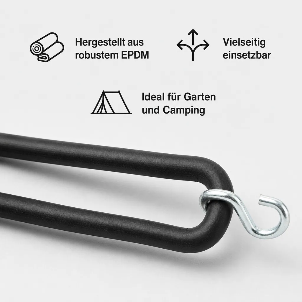Spanngummi mit Haken, Planenspanner Gummi, 20cm, oval, UV-beständig