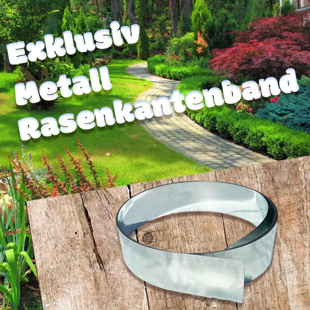 Rasenkantenband Metall Alu/Zink (Länge 10m 15m / Höhe 15cm 20cm 25cm) | Rasenkanten | Beeteinfassung | Beetumrandung | Beetbegrenzungen, Länge-GS: 15 m; Breite: 15 cm