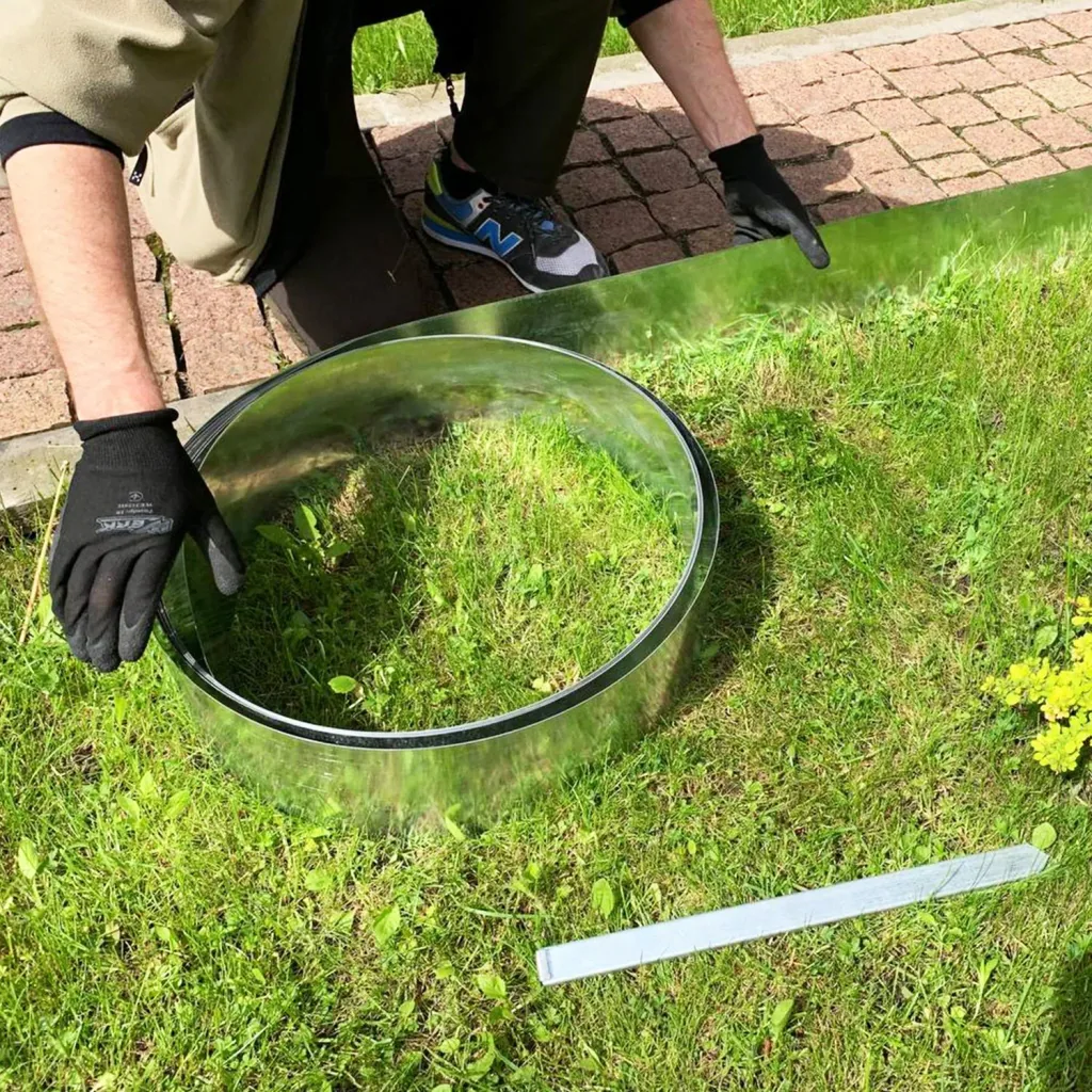 Rasenkantenband Metall Alu/Zink (Länge 10m 15m / Höhe 15cm 20cm 25cm) | Rasenkanten | Beeteinfassung | Beetumrandung | Beetbegrenzungen, Länge-GS: 15 m; Breite: 15 cm