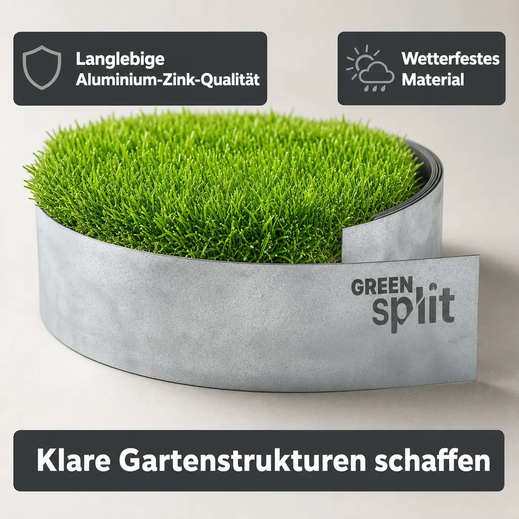 Rasenkantenband Metall Alu/Zink (Länge 10m 15m / Höhe 15cm 20cm 25cm) | Rasenkanten | Beeteinfassung | Beetumrandung | Beetbegrenzungen, Länge-GS: 15 m; Breite: 15 cm